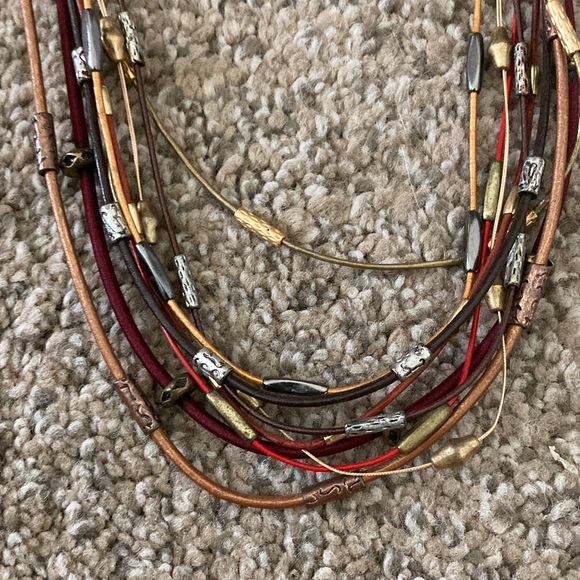 Elegant Multi-Strand Necklace with Gold and Brown Tones - Picture 3 of 4